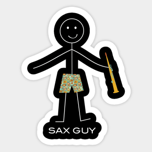 Funny Soprano Saxophone Guy Stick Man Sticker